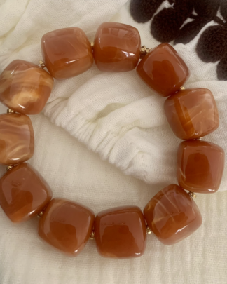 bracelet terracotta en perles résine marbrées