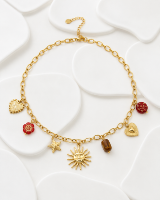 Collier Soléna doré avec charms solaires – Wild Bloom
