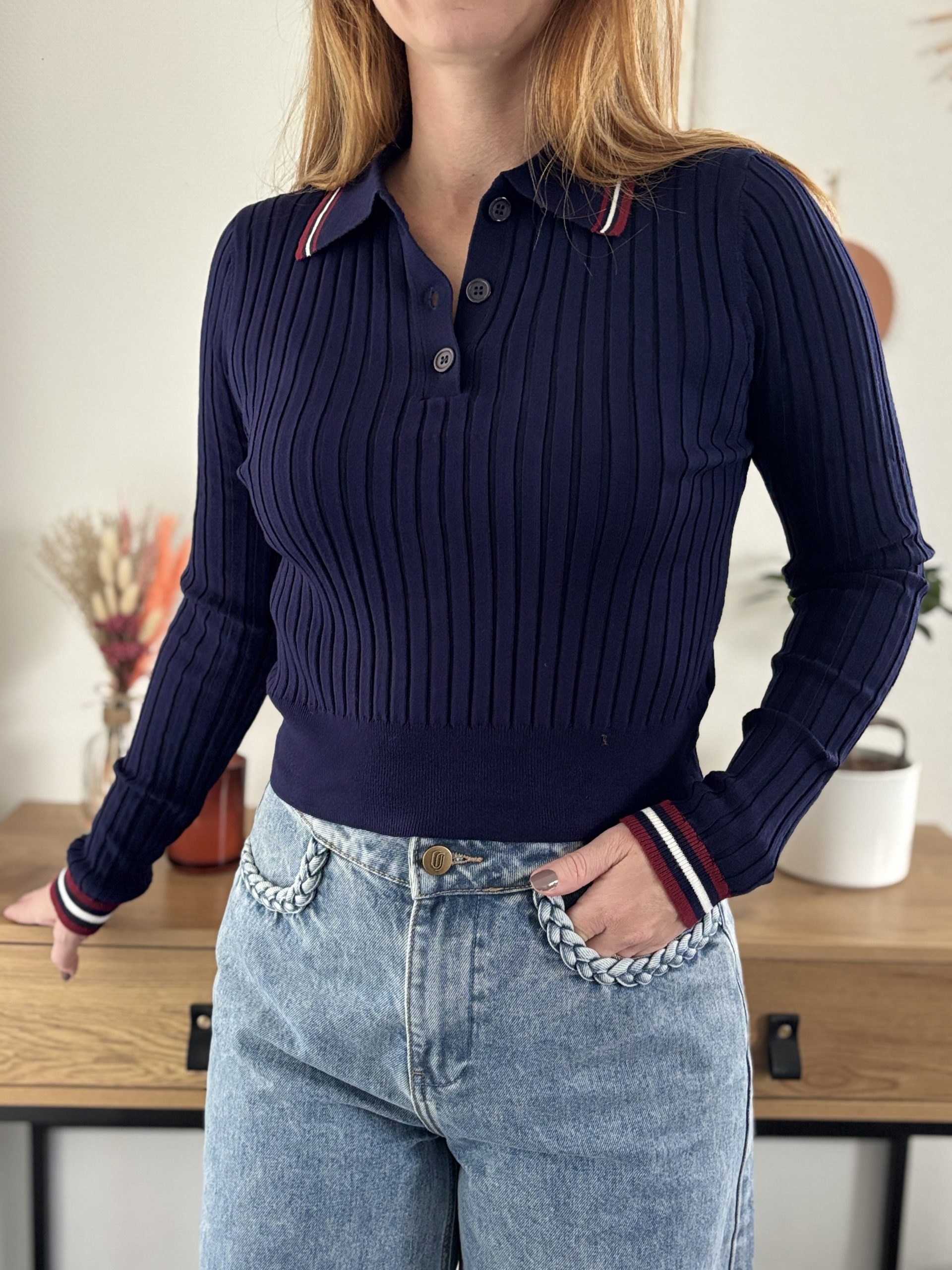 polo femme maille côtelée Charlie