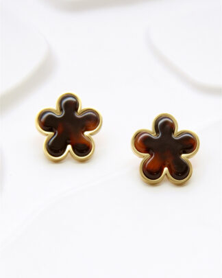 boucles d’oreilles bohèmes Flora écaille doré