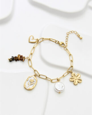 Bracelet Céleste doré avec perle nacrée – Wild Bloom