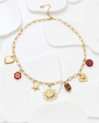 Collier Soléna doré avec charms solaires – Wild Bloom