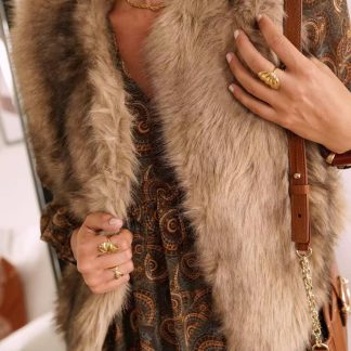 gilet femme bohème Sahara fausse fourrure