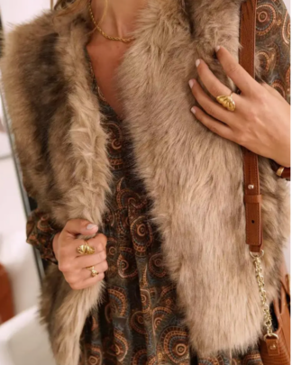 gilet Sahara femme bohème fausse fourrure