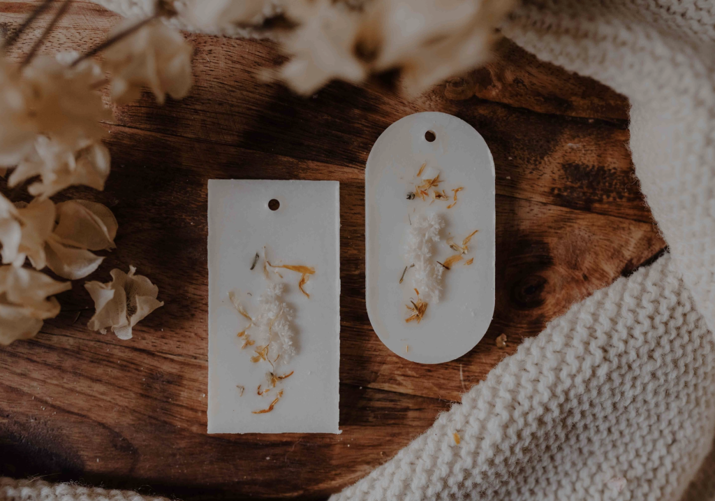 Tablette parfumée Christmas Cocooning en cire de soja avec fleurs séchées, ambiance cocooning