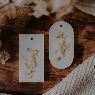 Tablette parfumée Christmas Cocooning en cire de soja avec fleurs séchées, ambiance cocooning