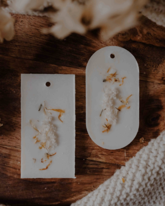 Tablette parfumée Christmas Cocooning en cire de soja avec fleurs séchées, ambiance cocooning