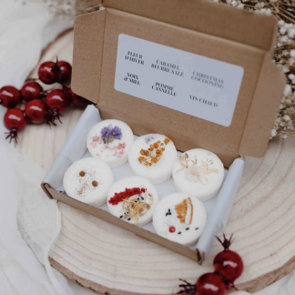 Coffret de fondants parfumés Winter Box avec 6 palets en cire de soja, ambiance hivernale cocooning