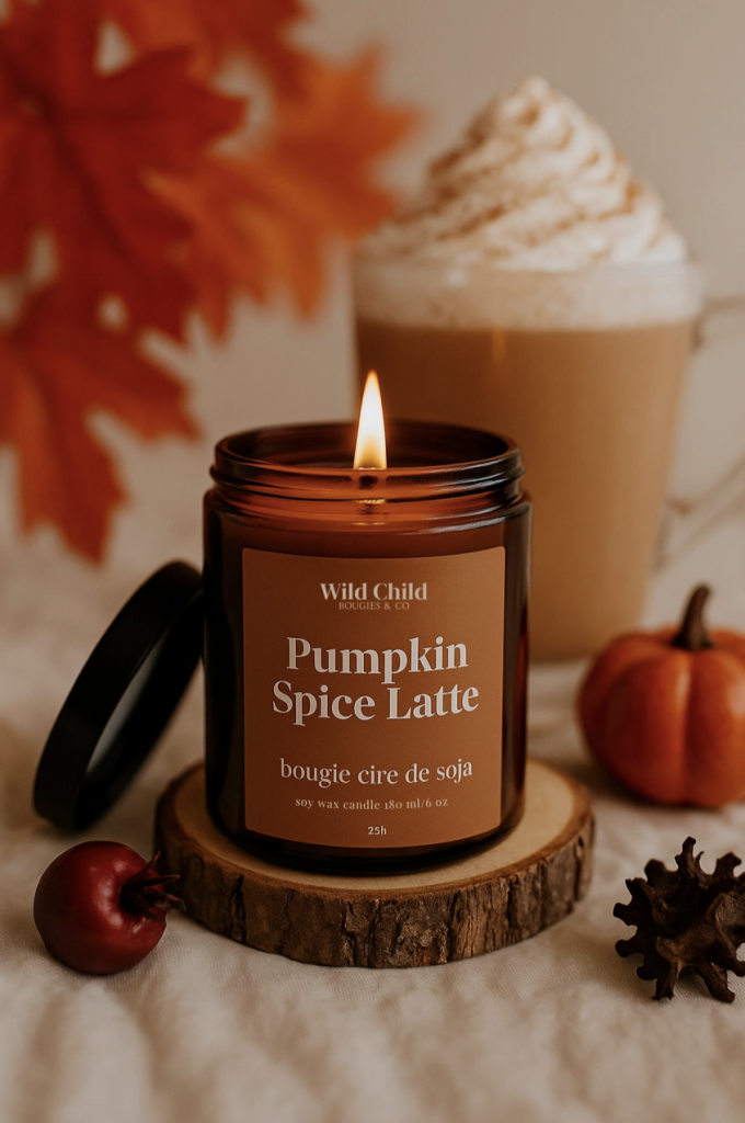 Bougie Pumpkin Spice Latte en cire de soja naturelle – Wild Bloom