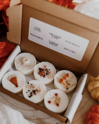 Coffret de fondants parfumés Autumn Box – Wild Child Bougies & Co – ambiance automnale chaleureuse