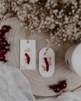 Tablette de cire parfumée Sucre d’Orge, au soja naturelle avec fleurs séchées – fondant parfumé gourmand