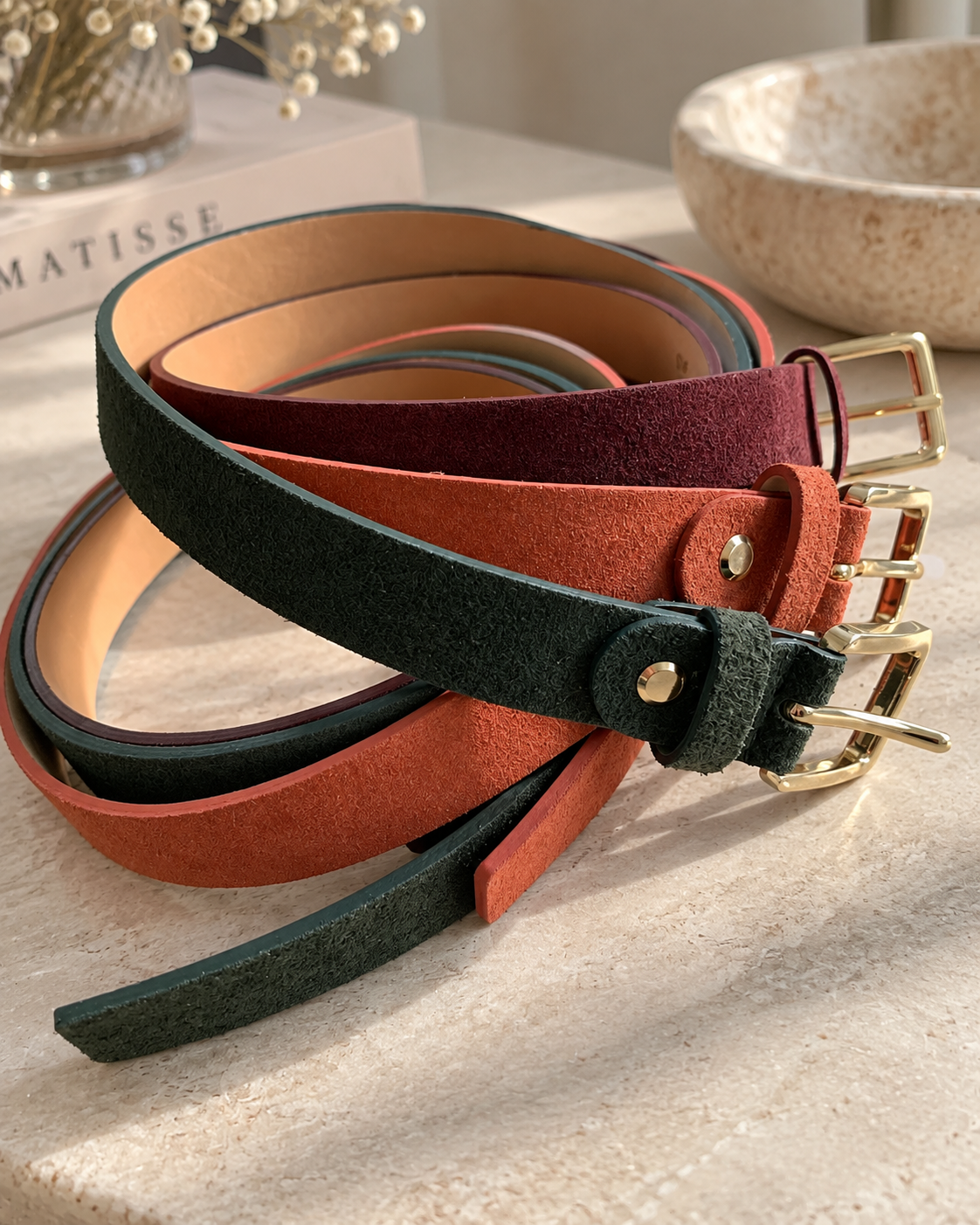 Ceintures Maëlle en cuir suédé 3 coloris