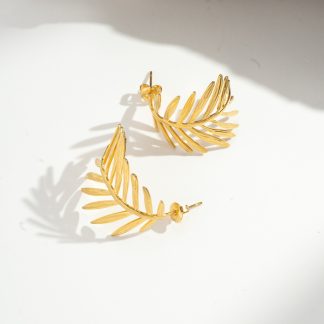 Boucles d’oreilles feuille dorées en acier inoxydable style bohème