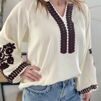 Blouse bohème chic Anouk femme coton brodé