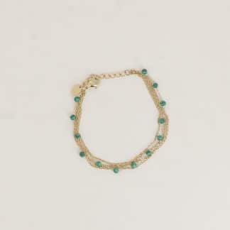 bracelet multi rangs femme Nolwen pierres naturelles doré bohème chic