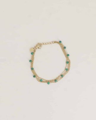 bracelet multi rangs femme Nolwen pierres naturelles doré bohème chic