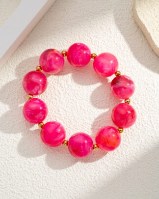 bracelet perles fuchsia marbrées bohème chic Wild Bloom