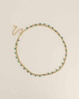 collier multi rangs femme Nolwen pierres naturelles doré bohème chic