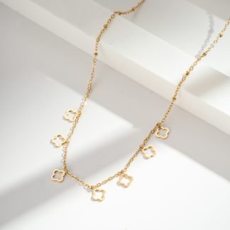 collier trefles dores bohème chic acier inoxydable Wild Bloom
