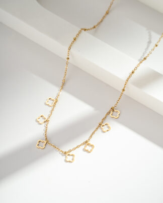 collier trefles dores bohème chic acier inoxydable Wild Bloom
