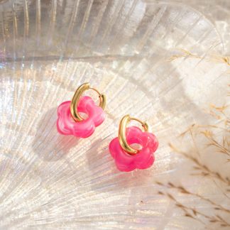 boucles oreilles fleur fuchsia bohème chic Wild Bloom