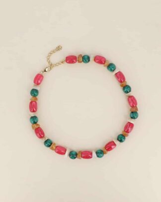 collier perles femme coloré Luma bohème chic fuchsia vert