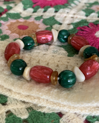 bracelet perles femme coloré Luma bohème chic élastique fuchsia vert