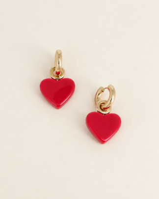 boucles d’oreilles cœur rouge Dorine créoles bohème chic