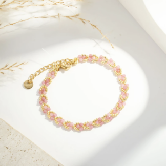 Bracelet Ophélia rose poudré et doré style bohème chic