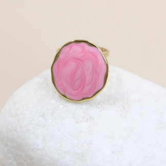 Bague Rosélie rose pastel marbrée style bohème chic