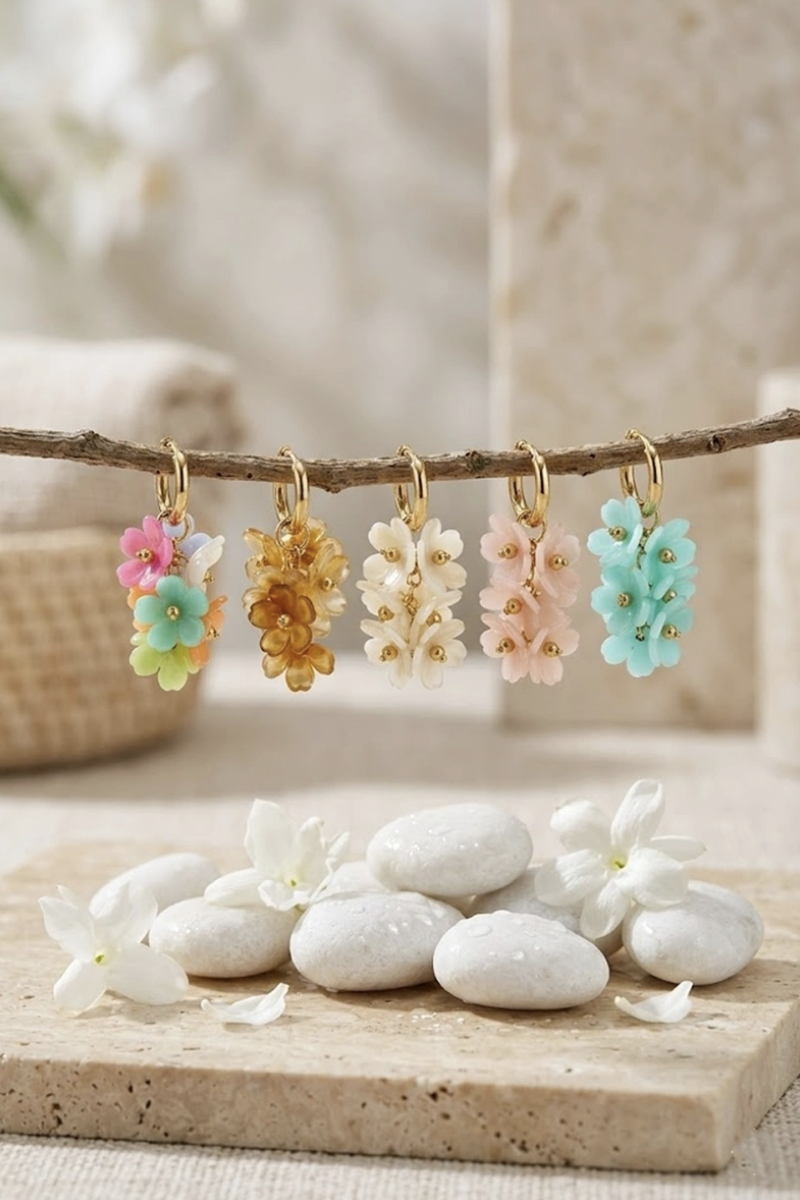 Boucles d’oreilles Lilia fleurs colorées bohème chic femme
