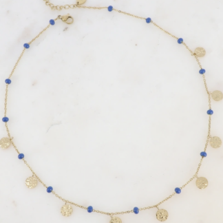 Collier Théa bleu et doré bohème chic méditerranéen