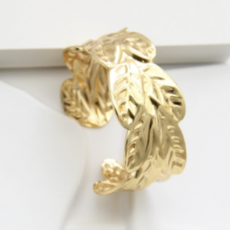 Bracelet jonc Agathe feuille doré bohème chic