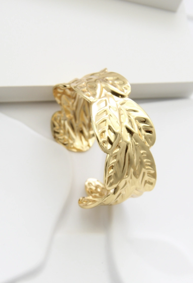 Bracelet jonc Agathe feuille doré bohème chic