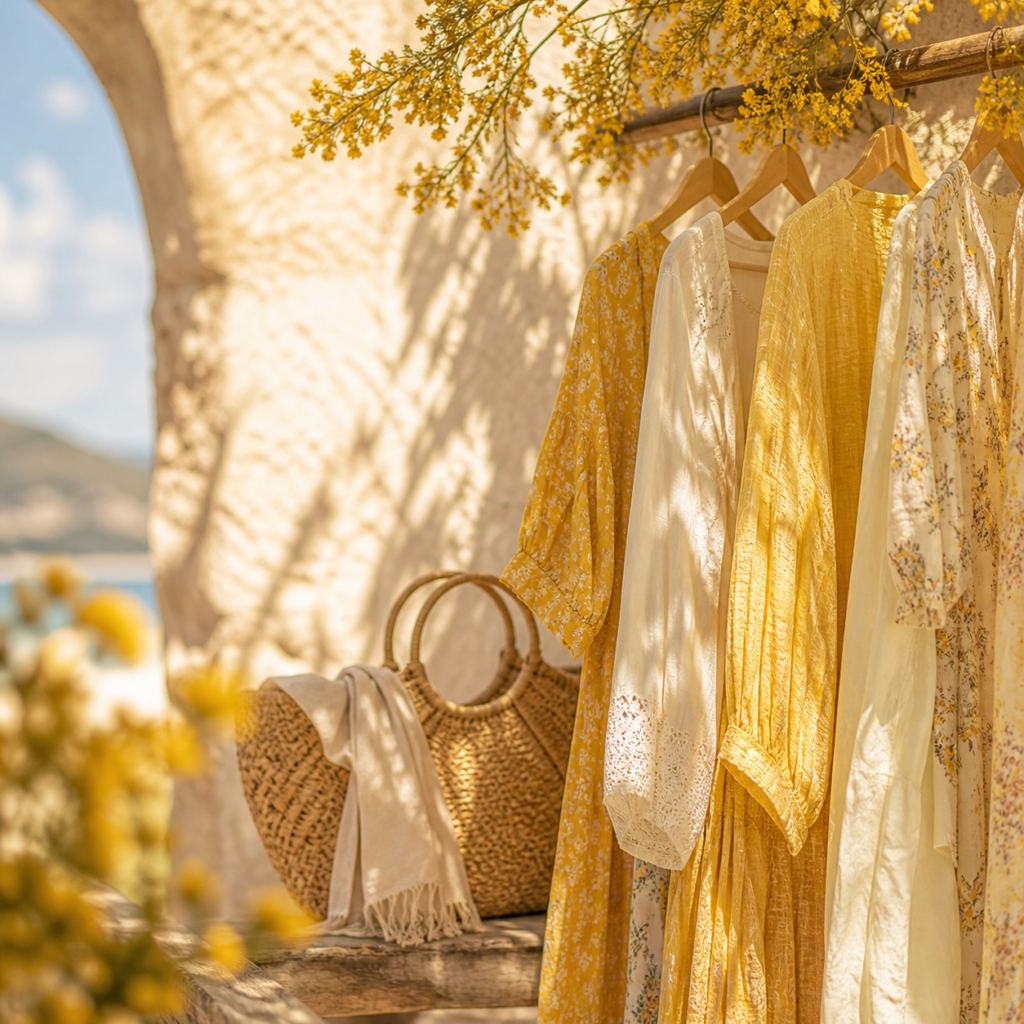 Ambiance estivale jaune solaire et orange - tendances mode femme été 2026