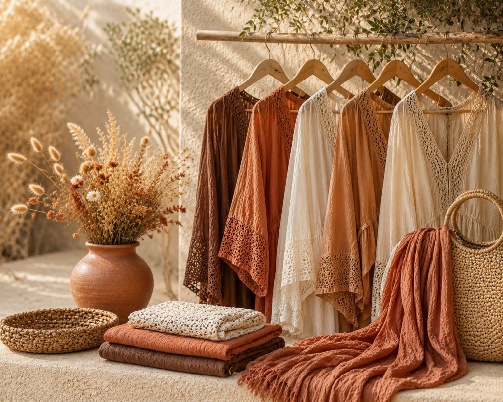 Ambiance bohème chic aux tons chocolat et terracotta - couleurs tendance été 2026