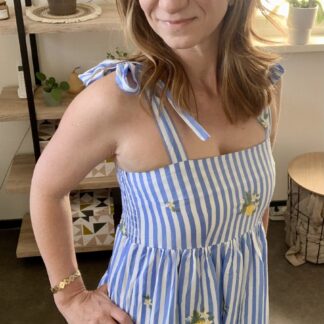 Robe midi Néréa bleue fleurie bohème chic femme