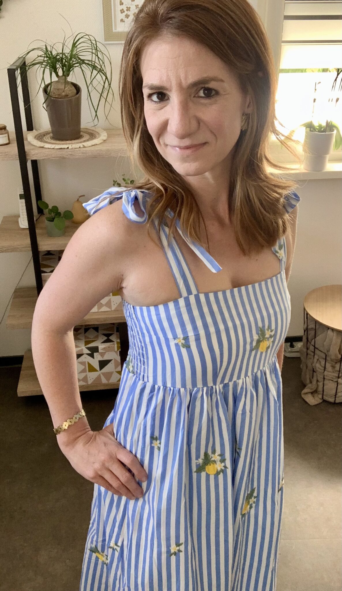 Robe midi Néréa bleue fleurie bohème chic femme