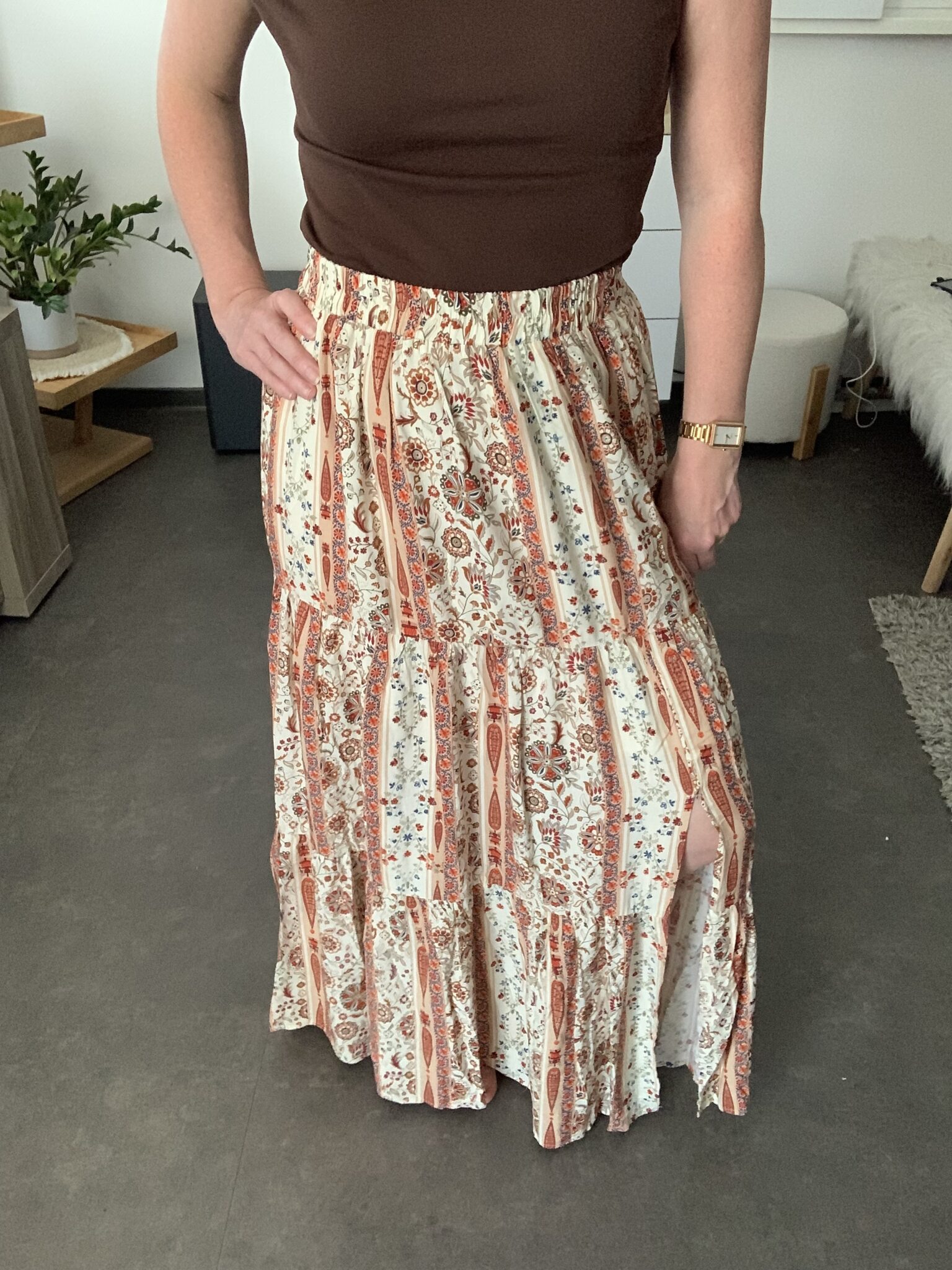 Jupe longue bohème imprimée femme capsule Terre Douce Wild Bloom