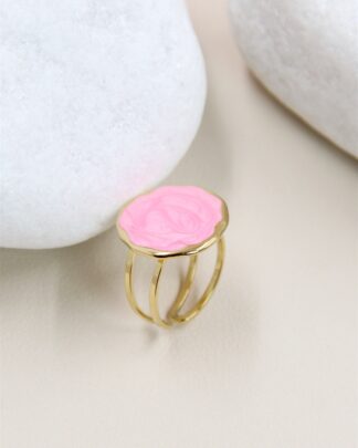 Bague Rosélie rose pastel marbrée style bohème chic
