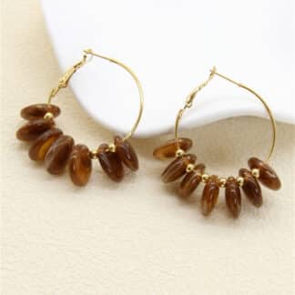Boucles d’oreilles créoles caramel bohème chic Wild Bloom