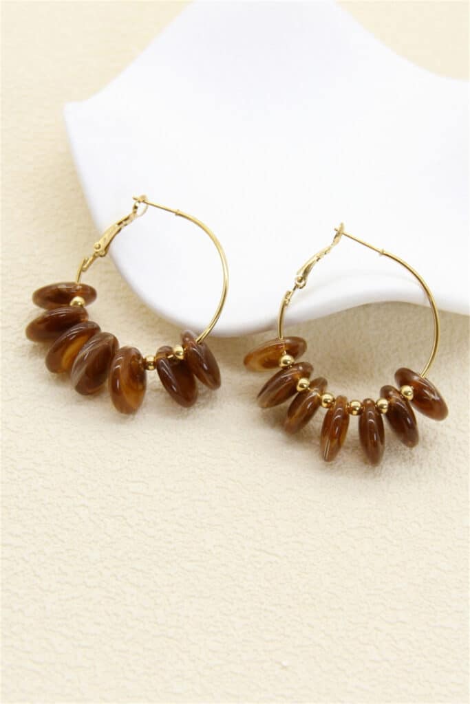 Boucles d’oreilles créoles caramel bohème chic Wild Bloom