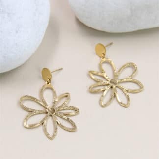 Boucles d’oreilles fleur dorées bohème chic Wild Bloom