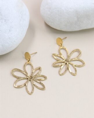 Boucles d’oreilles fleur dorées bohème chic Wild Bloom