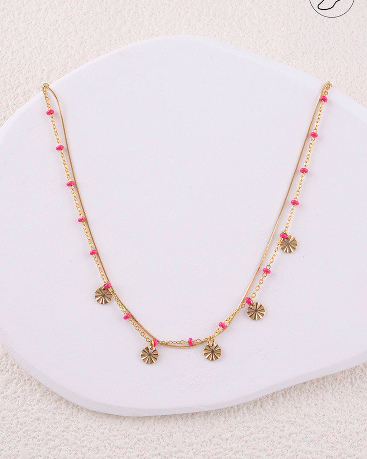 Chaîne de cheville Louna bohème chic dorée rose fuchsia