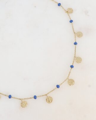 Collier Théa bleu et doré bohème chic méditerranéen