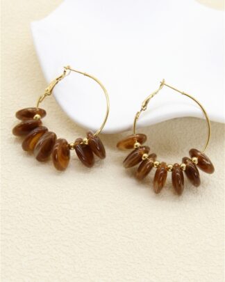 Boucles d’oreilles Olivia créoles caramel bohème chic Wild Bloom