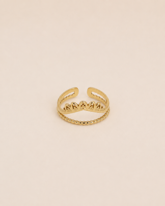 Bague Billie double rang dorée ajustable en acier inoxydable