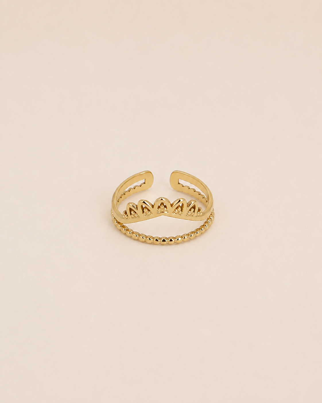 Bague Billie double rang dorée ajustable en acier inoxydable