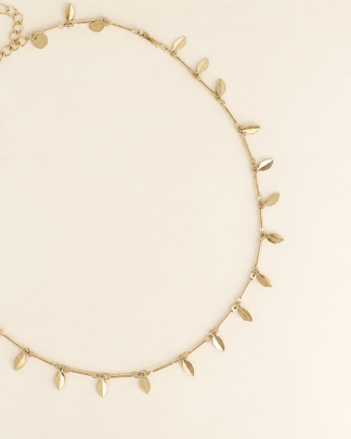 Collier Ezio doré bohème chic avec pampilles végétales